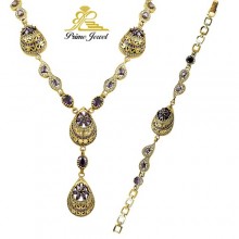 Gümüş Otantik Taşlı Set